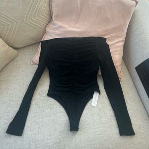 Off the shoulder long sleeve bodysuit